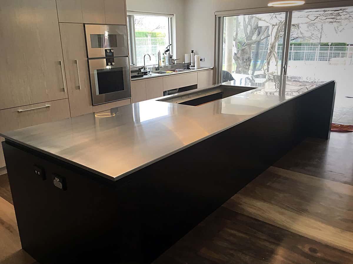 stainless steel kitchen benchtops with sink in victoria